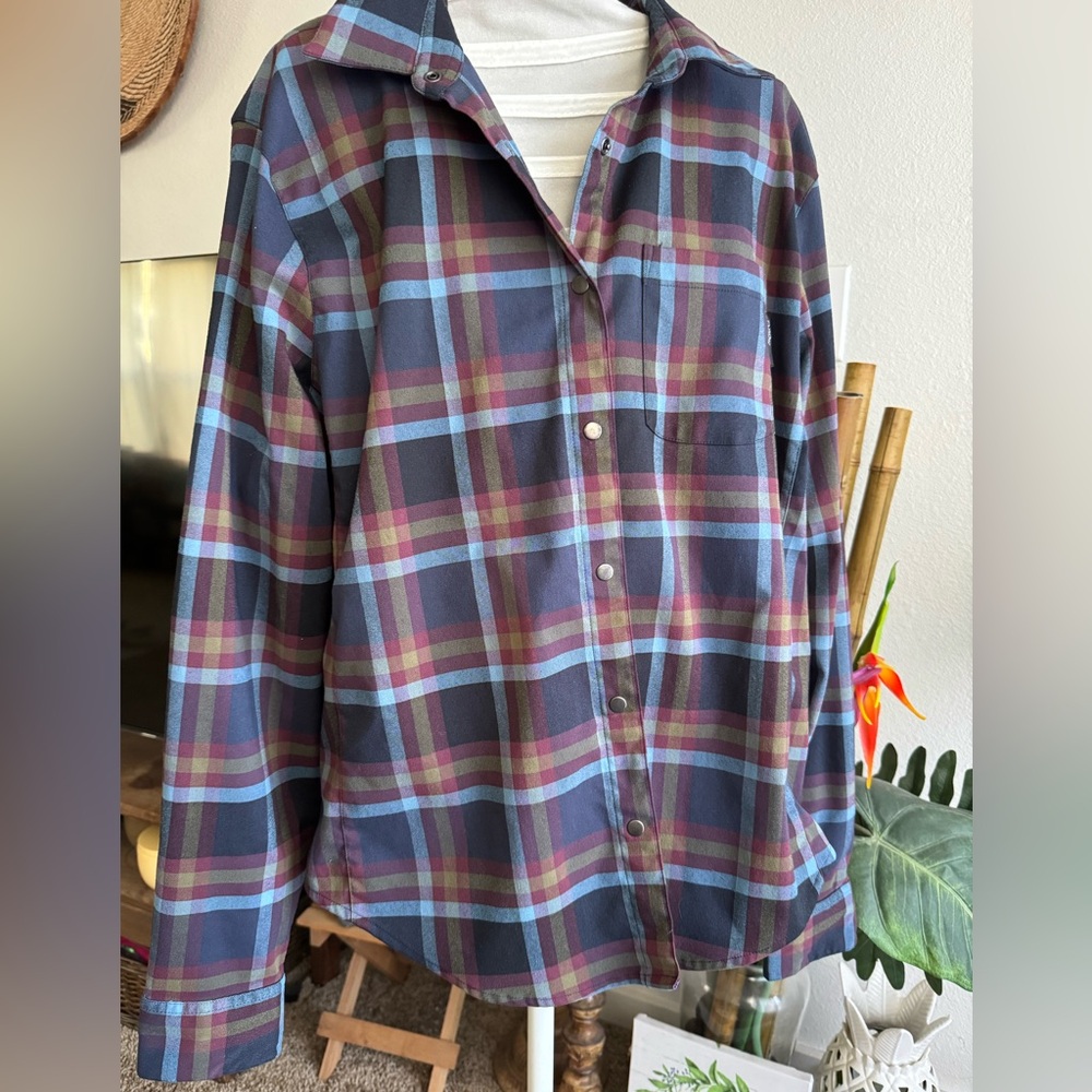 Flylow Women's Plaid Button Down Shirt - Blue and Red